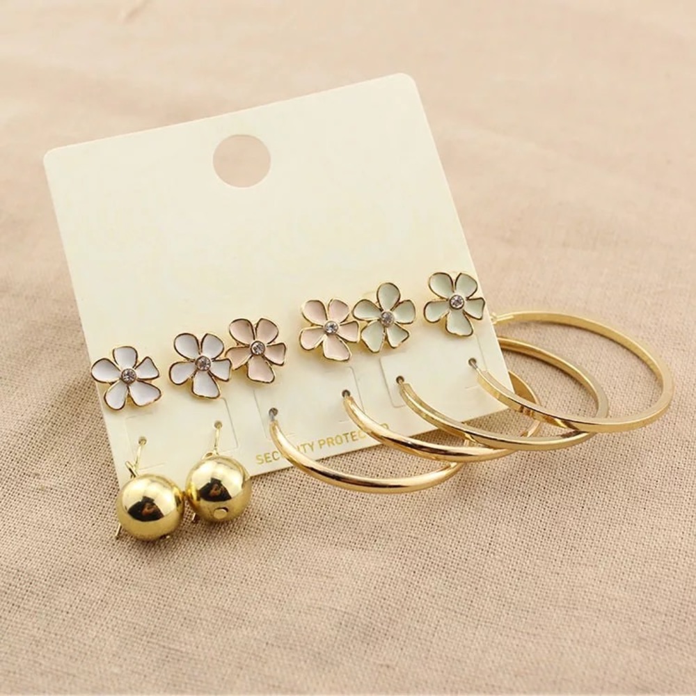 Stunning 6 packs floral hoops earrings set